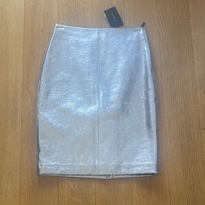 Massimo Dutti Shiny Silver Pencil Skirt